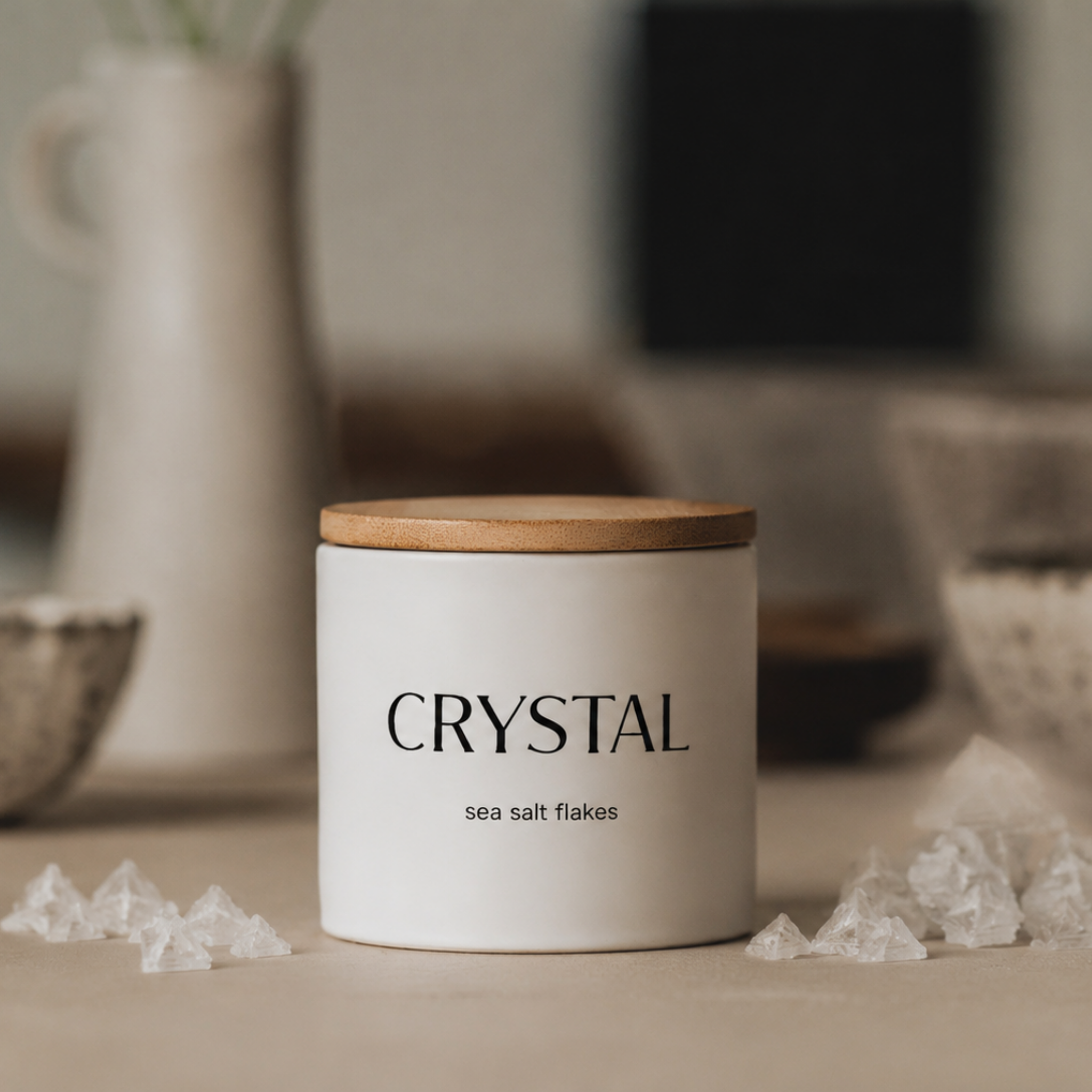 Sea Salt Flakes in Ceramic Cellar